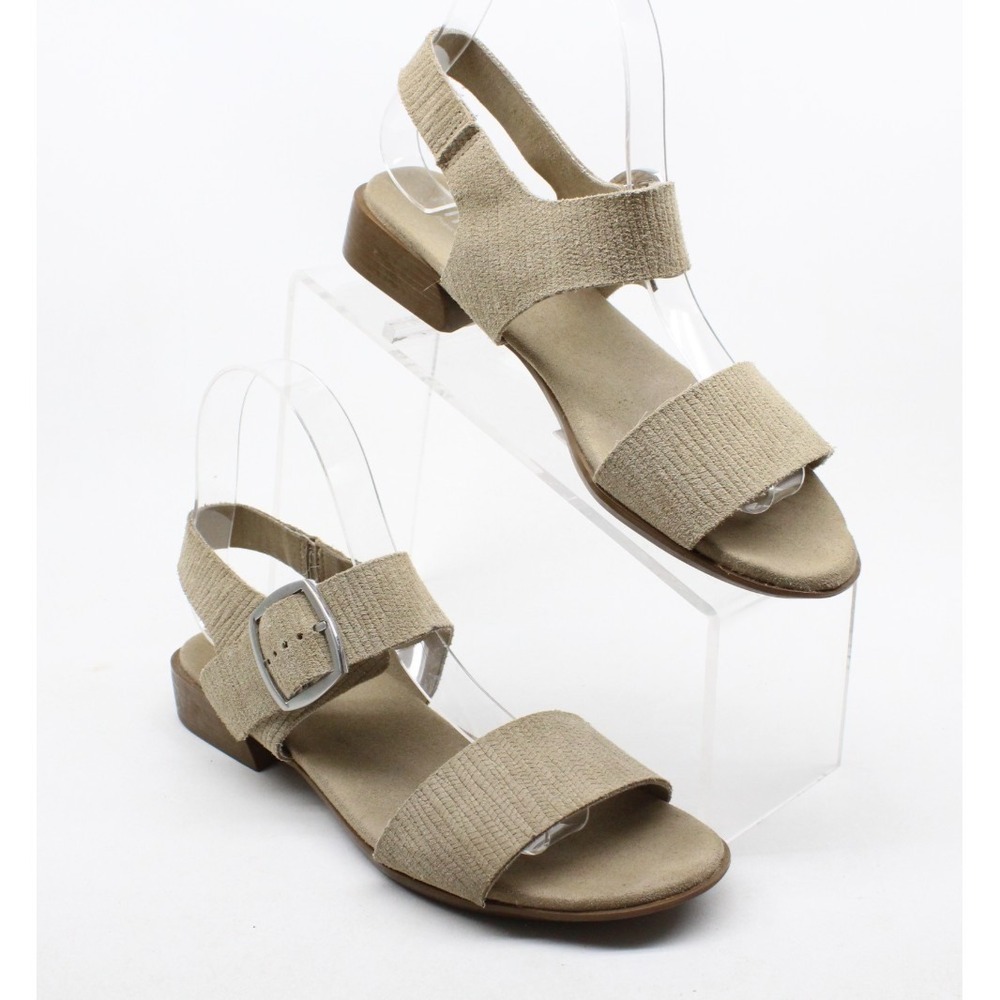 🌺Munro Cleo Womens Beige Leather Heel Slingback Buckle Sandals US 7M